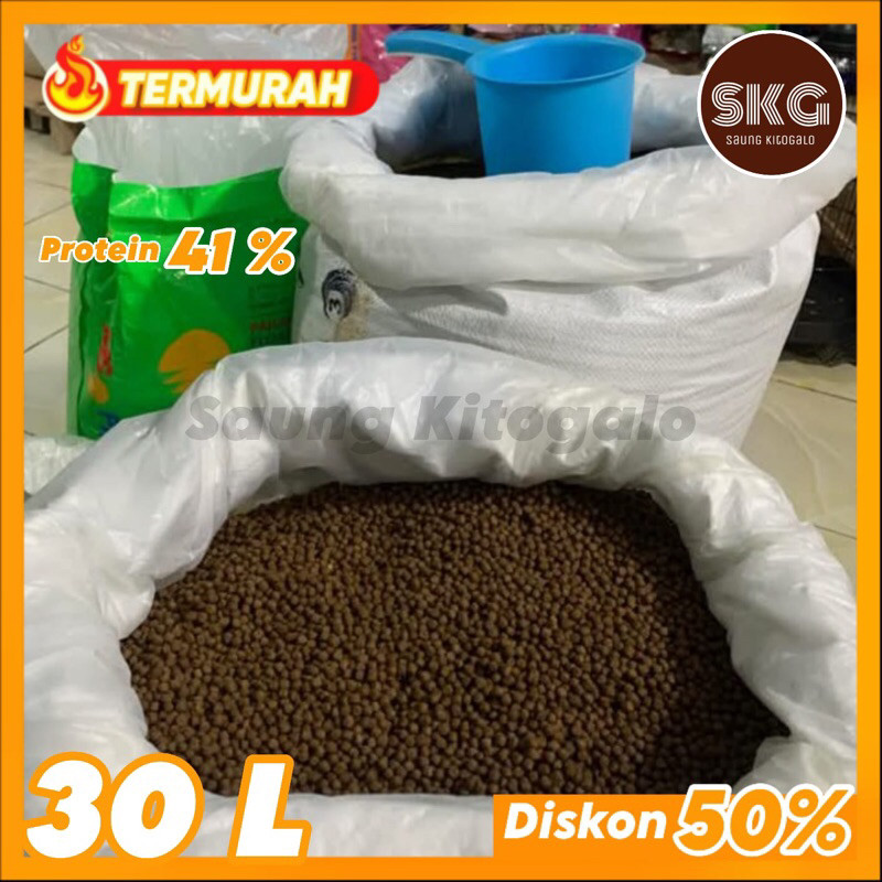 MER.SHOP Pakan Ikan Nila Protein Tinggi Pelet Ikan Lele Makanan Ikan PF 1000 Karung 30 Liter