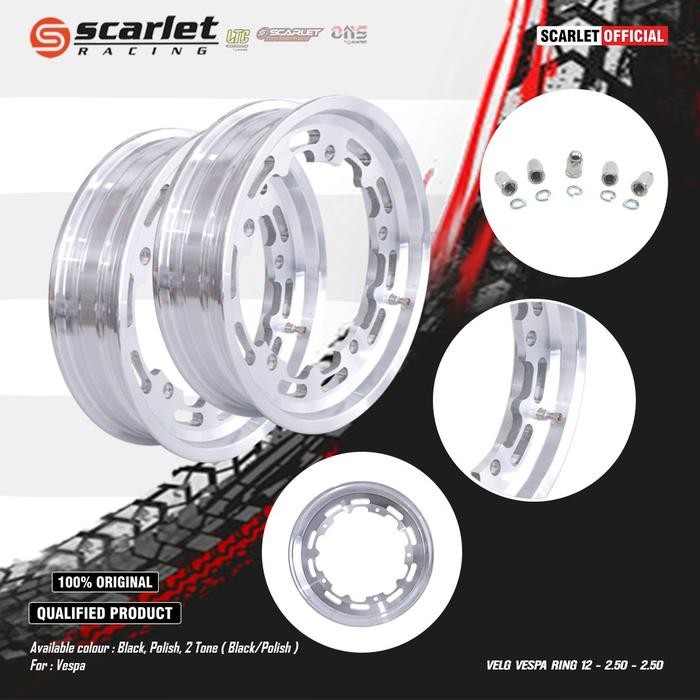 velg tubeless scarlet ring 12 vespa sprint px series excel full polish