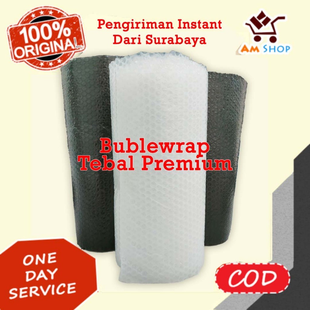 

(Tanpa Min. Order) Bubblewrap Super Tebal Murah Surabaya Bisa Gojek/Instan Sameday Warna Hitam Bening Kualitas Premium