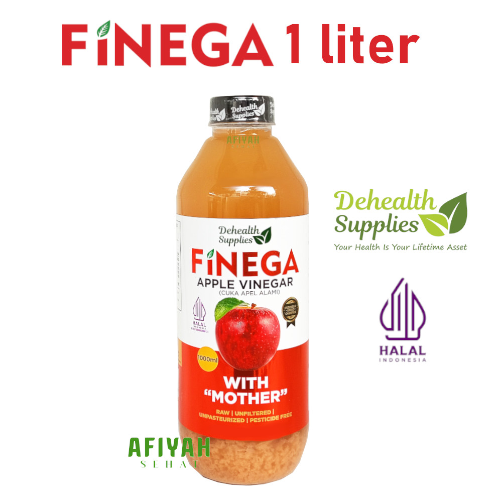 

Finega Cuka Apel 1 liter Botol Plastik Organik with Mother Dehealth Supplies Apple Cider Vinegar