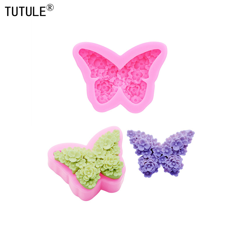 

3D flower butterfly scented candle silicone mold drop glue decorative epoxy resin mold DIY butterfly chocolate silicon cake mold