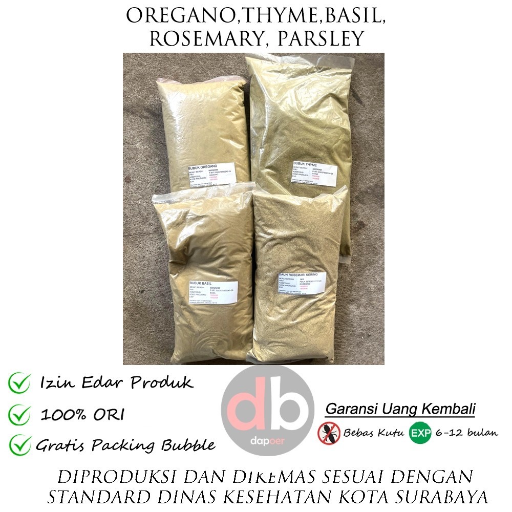 

Oregano Bubuk | Rosemary | Basil | Parsley | Thyme | Sage