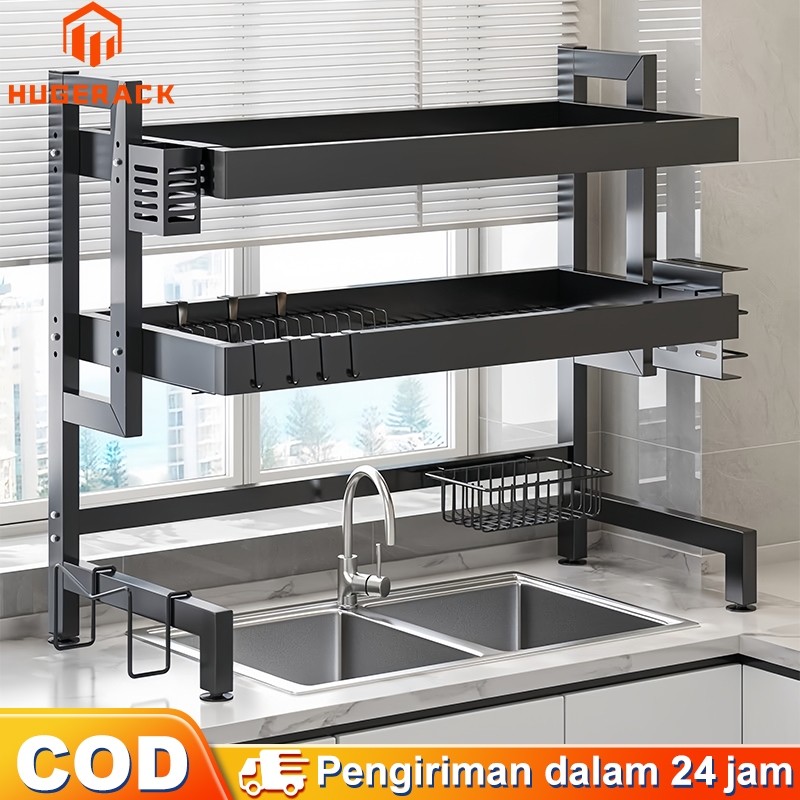 PLAOSANSTORE Rak Dapur Rak Piring Wastafel Stainless steel Rak Cuci Piring Multifungsi Rak piring st