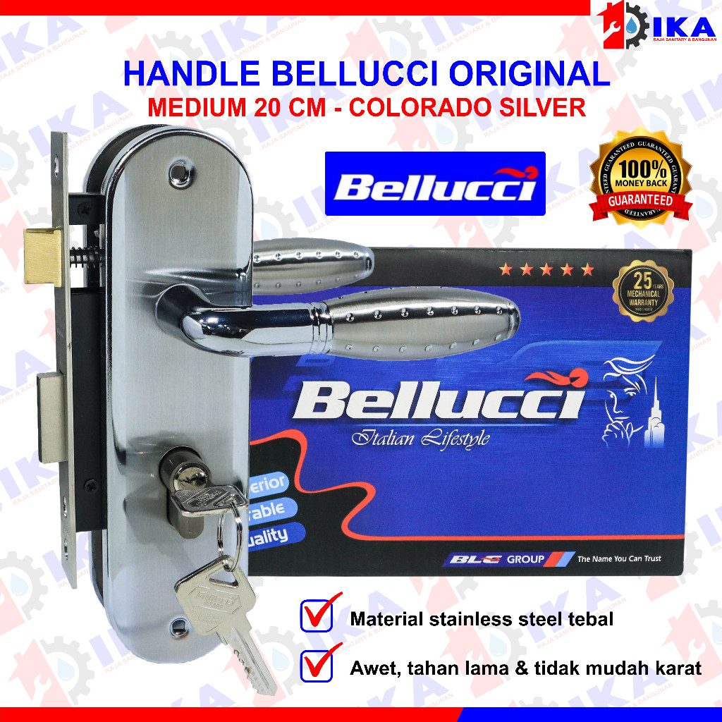 Slot Kunci Handle Handel Bellucci Colorado Silver Hendel Pintu Set Medium 20 CM / Kunci Pintu Tanggu
