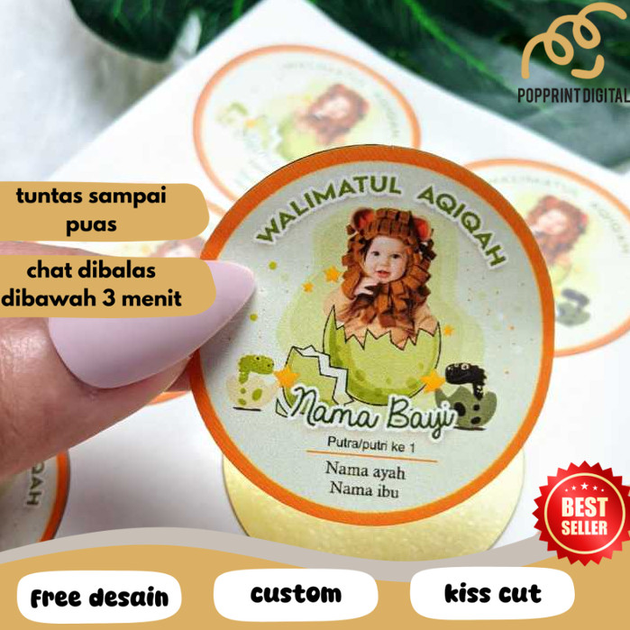

PpD Stiker Bulat Label Tasyakuran Aqiqah Bayi Sticker Nama Anak Ucapan Kelahiran Akikah Kecil