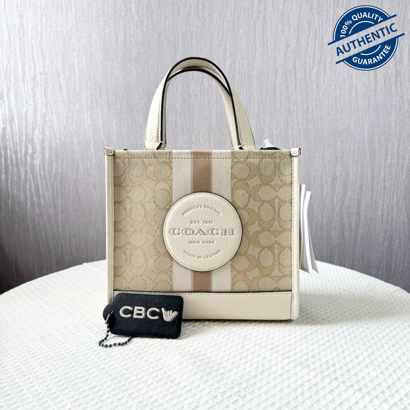 (READY) Coach Dempsey Tote Bag 22 In Signature Jacquard With Stripe And Patch