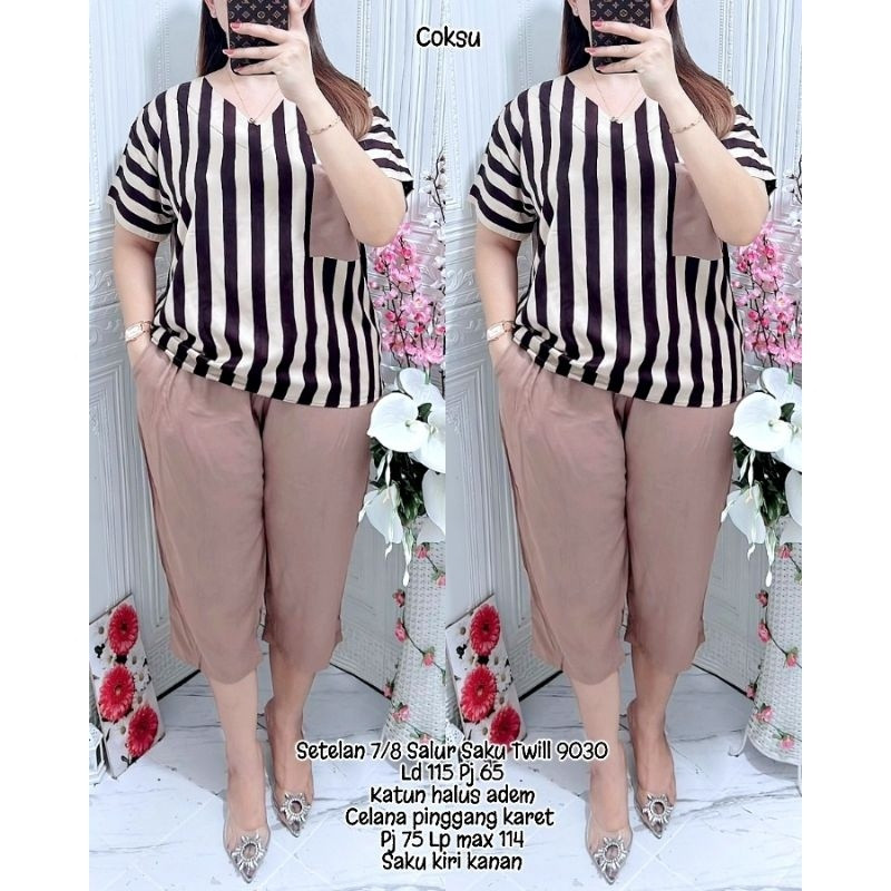 SET WANITA LENGAN PENDEK CELANA PENDEK | SET SALUR LENGAN PENDEK RAYON TWILL