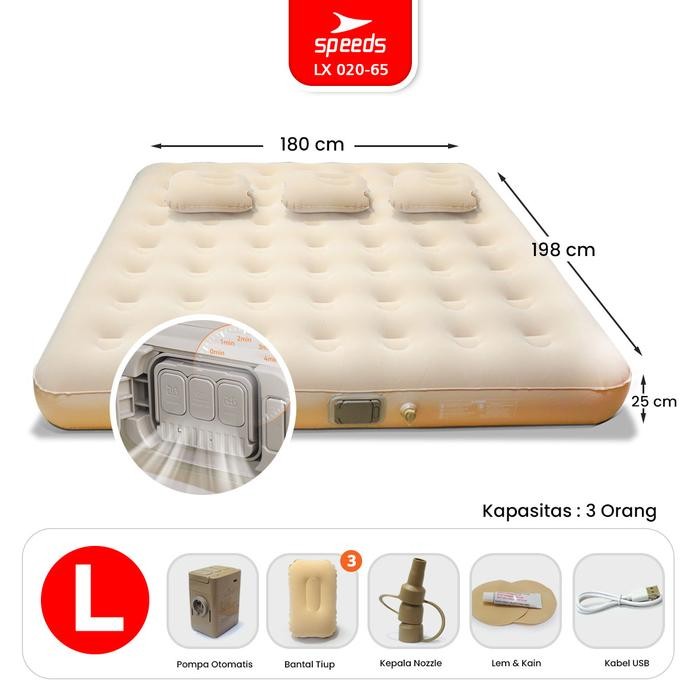 SALE SPEEDS Kasur Angin Tiup 200x154x43cm Multifungsi Matras Kasur Pompa Outdoor Inflatable Bed 020-
