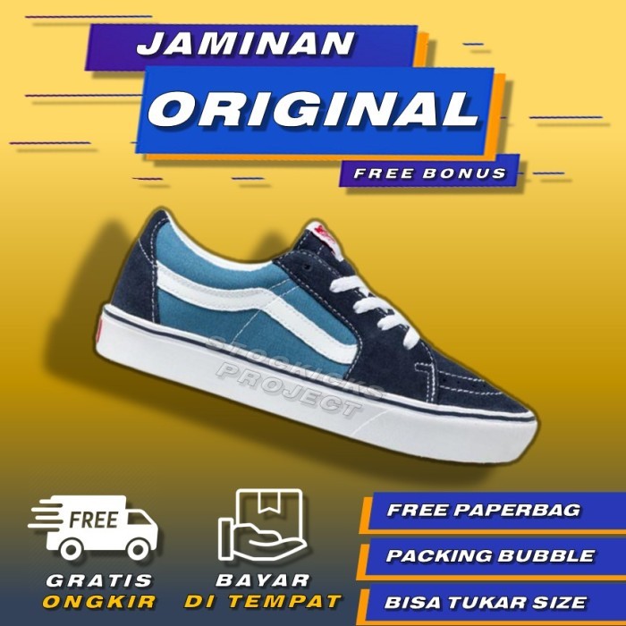 Sepatu Sk8 Low Navy White Classic Sepatu Sk8 Pria Wanita Original 100%