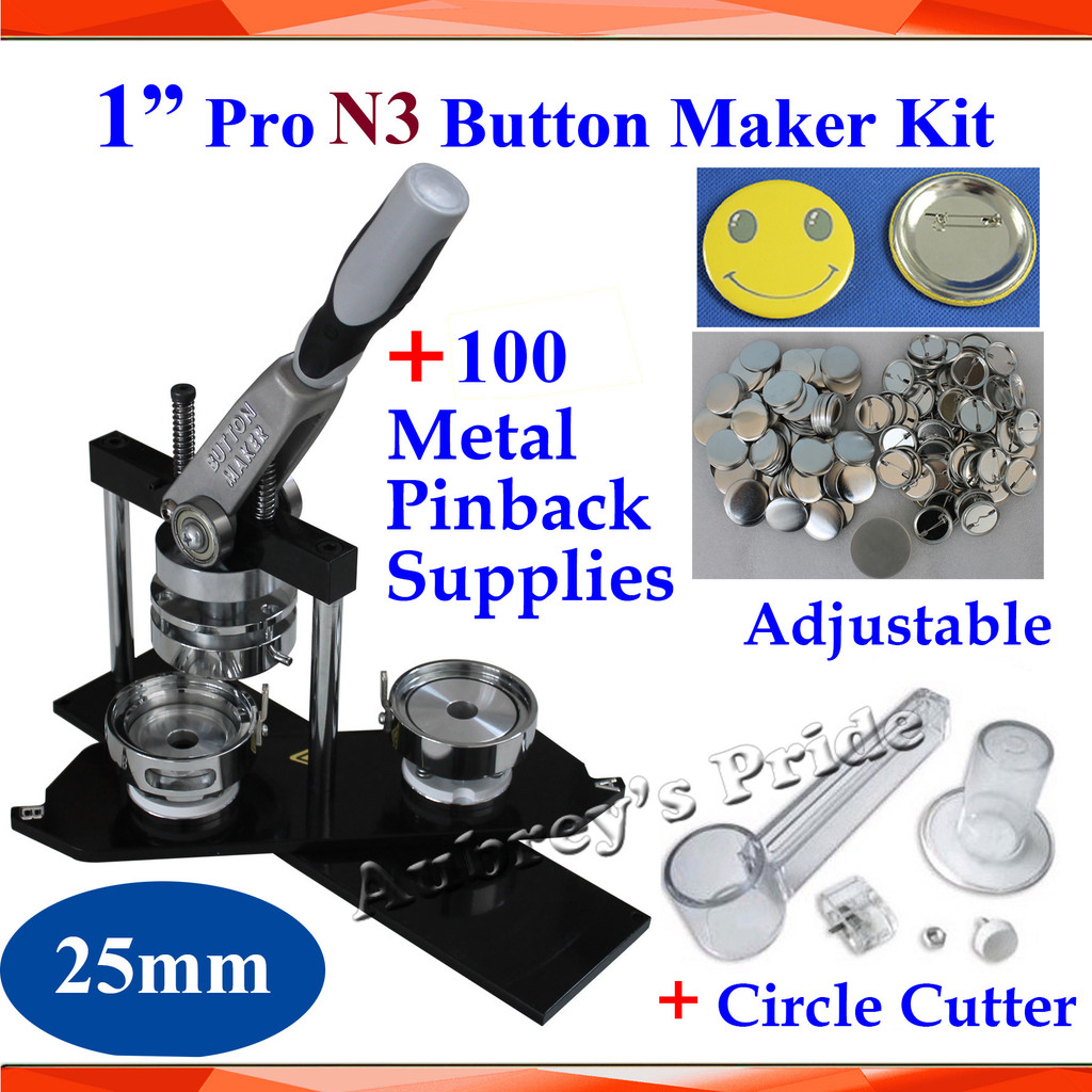 

New N3 25mm 32 37mm 44 50mm 56 58mm 65 75mm Badge Button Maker Machine +100 Sets Metal Pinback Button Supplies+ Circle Cutter
