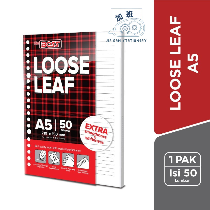 

Loose Leaf A5 50 Lembar Isi Kertas Binder File Big Boss A5-50 Garis Putih | JBS
