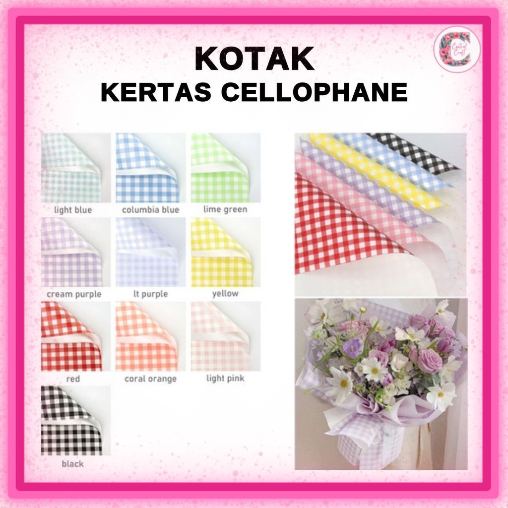 

(20 LEMBAR) KOTAK - Flower Wrapping Cellophane / Kertas Buket Bunga Hand Bouquet