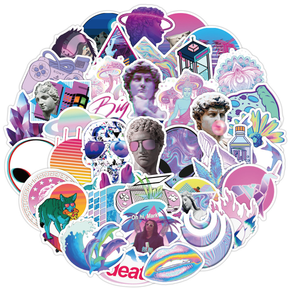 

10/30/50PCS Art Style Vaporwave Stickers Graffiti Skateboard Fridge Laptop Motorcycle Luggage DIY Cool Sticker Decals Kid Toys