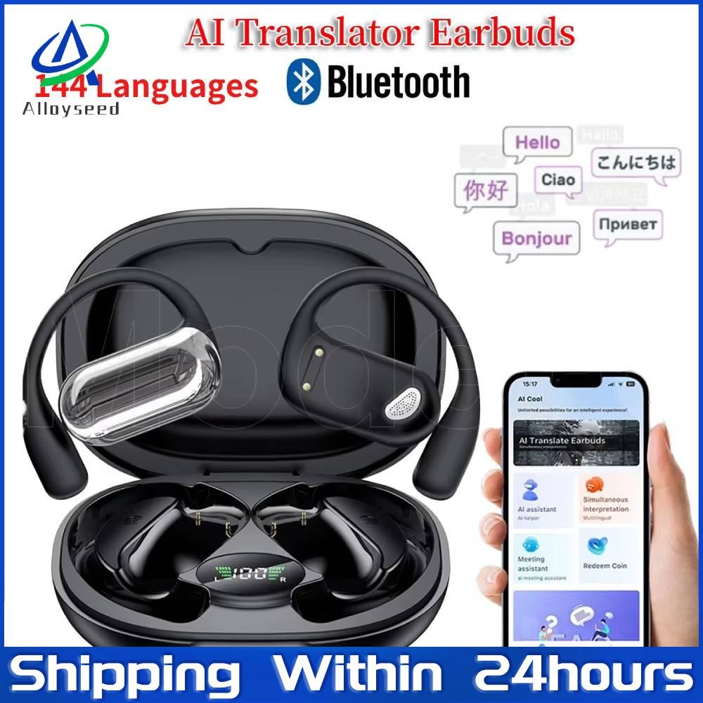 

Bluetooth 5.3 Real Time Translator Headphones AI Language Translation Earbuds 144 Languages 3 in 1 OWS Ear Buds for Business