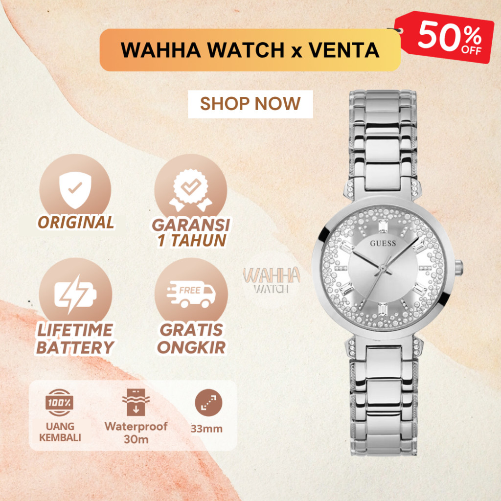 Jam Tangan Analog Guess Wanita Guess GW0470L1 - Ladies Watch Silver CRYSTAL CLEAR [BERGARANSI]