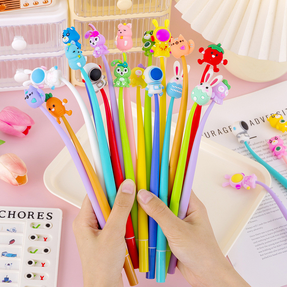 

20Pcs/Lot Cute Kawaii Animal Soft Shake Gel Pens 0.5mm Black Ink Writing Neutral Pen School Office Supplies Kids Stationery Gift