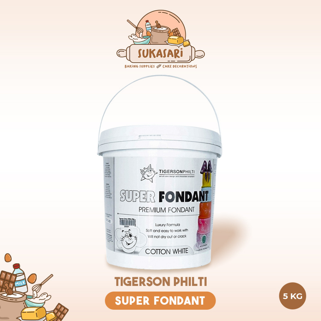 

Sukasari - Tigerson Super Fondant 5kg / Icing Sugar / Fondant Cotton White Putih / Fondant Dekorasi Kue