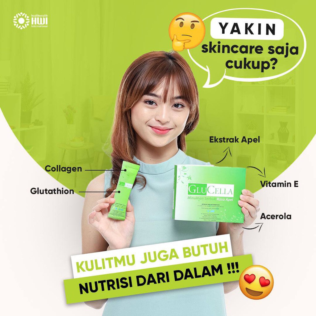 (Kurnia) Glucella Collagen Drink Produk HWI original / GLUCELA Minuman Kolagen dan L-Glutation Ekstr