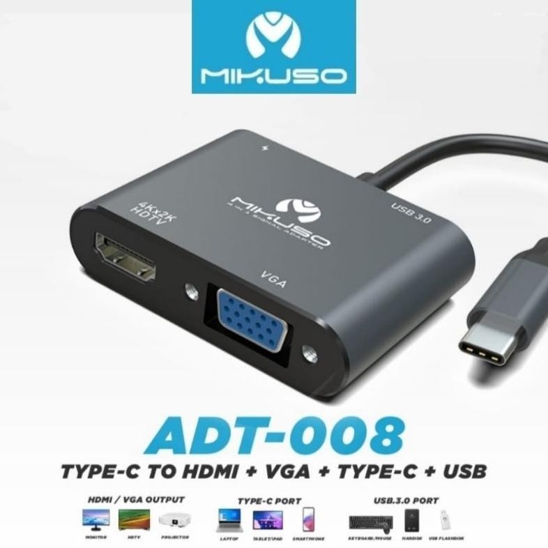 

Mikuso ADT-008 Converter Type-C to HDMI 4K + VGA + USB TYPE C USB