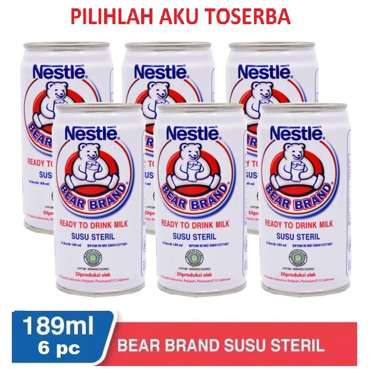 

Susu Steril Susu Beruang Bear Brand 189 ml - (1 PAKET ISI 6 KALENG)