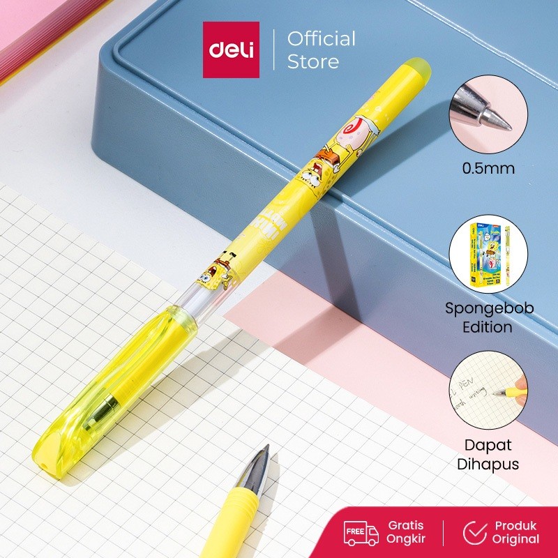 

Deli x Spongebob Pulpen Gel Dapat Dihapus / Erasable Gel Pen / Pena Gel Dapat Dihapus 0.5 mm EG93-BK