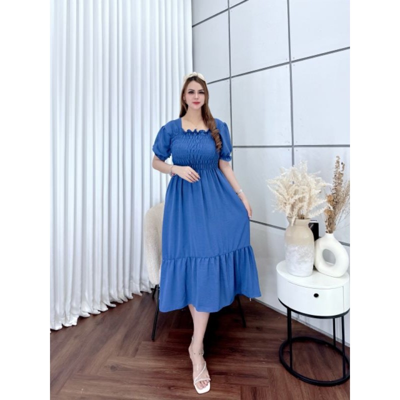 __ Maura dress smocke Crinkle Airflow polos/dress crinkle airflow/dress smocke/dress wanita /dress k