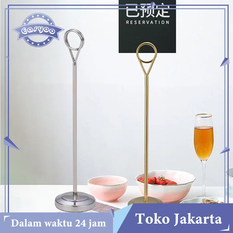 

Promo Tiang Nomor Meja Stainless Steel Table Number Menu Stand Card Holder Tatakan Holder Foto Price