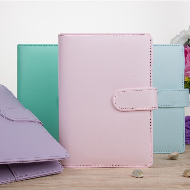 

MINKYS Macaroon Color A6/A5 PU Leather DIY Binder Photocards Collect Book Diary Agenda Planner Bullet Cover Album Stationery