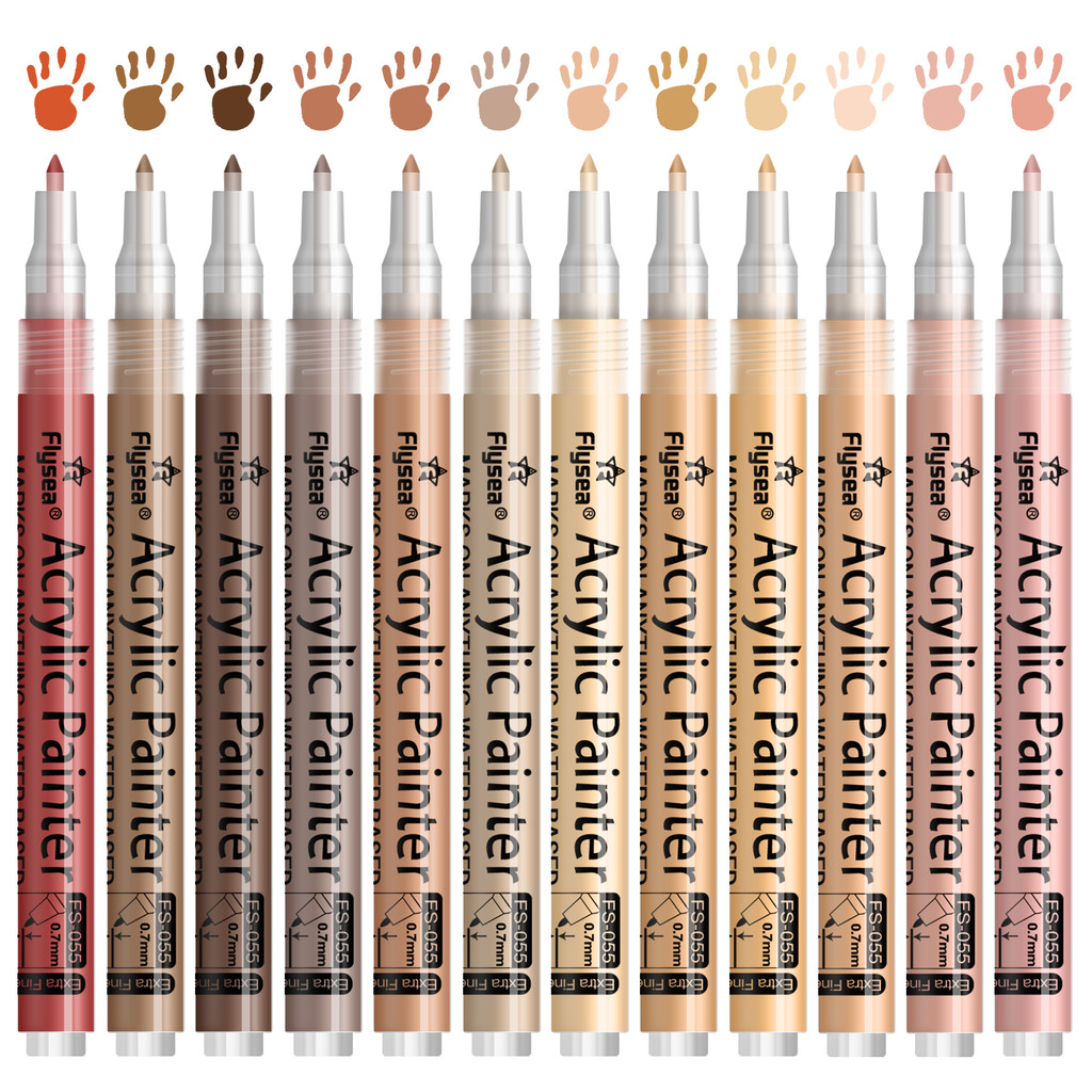 

12 Pack Skin Tone Markers, 0.7mm Extra Fine Tip Acrylic Skin Colors Paint Markers for Painting, Sketch Portrait Drawing