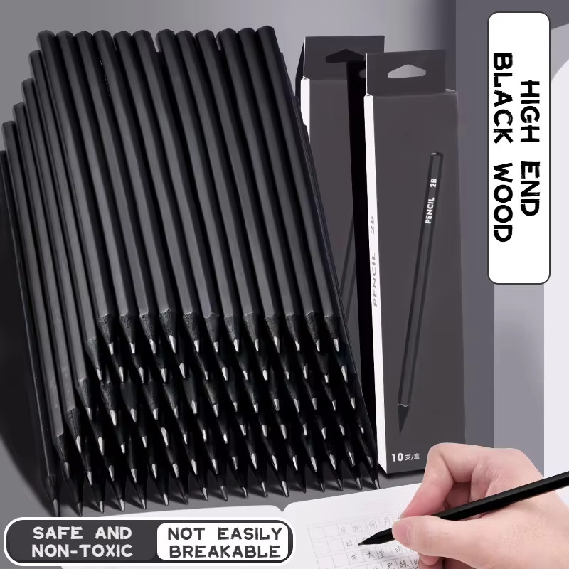 

10 Pcs 2B Black Wood Pencil High End Sketch for School Supplies Stationery Office Students Durable Creative Gift Desk Tool Kit