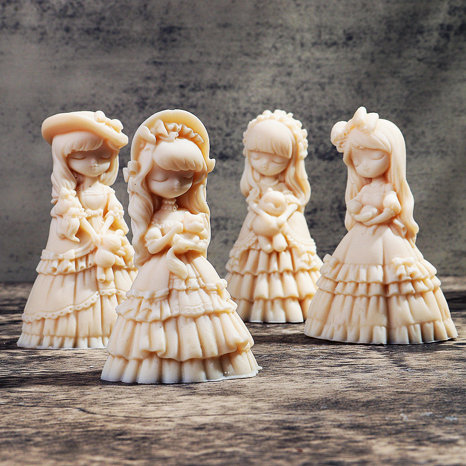 

3D Princess Dress Girl Silicone Candle Mold DIY Cute Cartoon Doll Gypsum Resin Aromatherapy Wax Mold Home Decoration Gift
