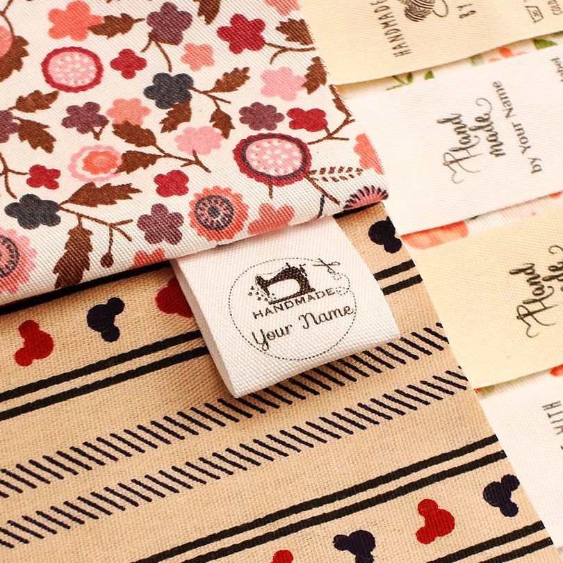 

Handmade Cotton Label with Logo or Text, Sewing Accessories, Tags for Knitted Things, Custom,Personalizada, Gift Tags, 25x70mm