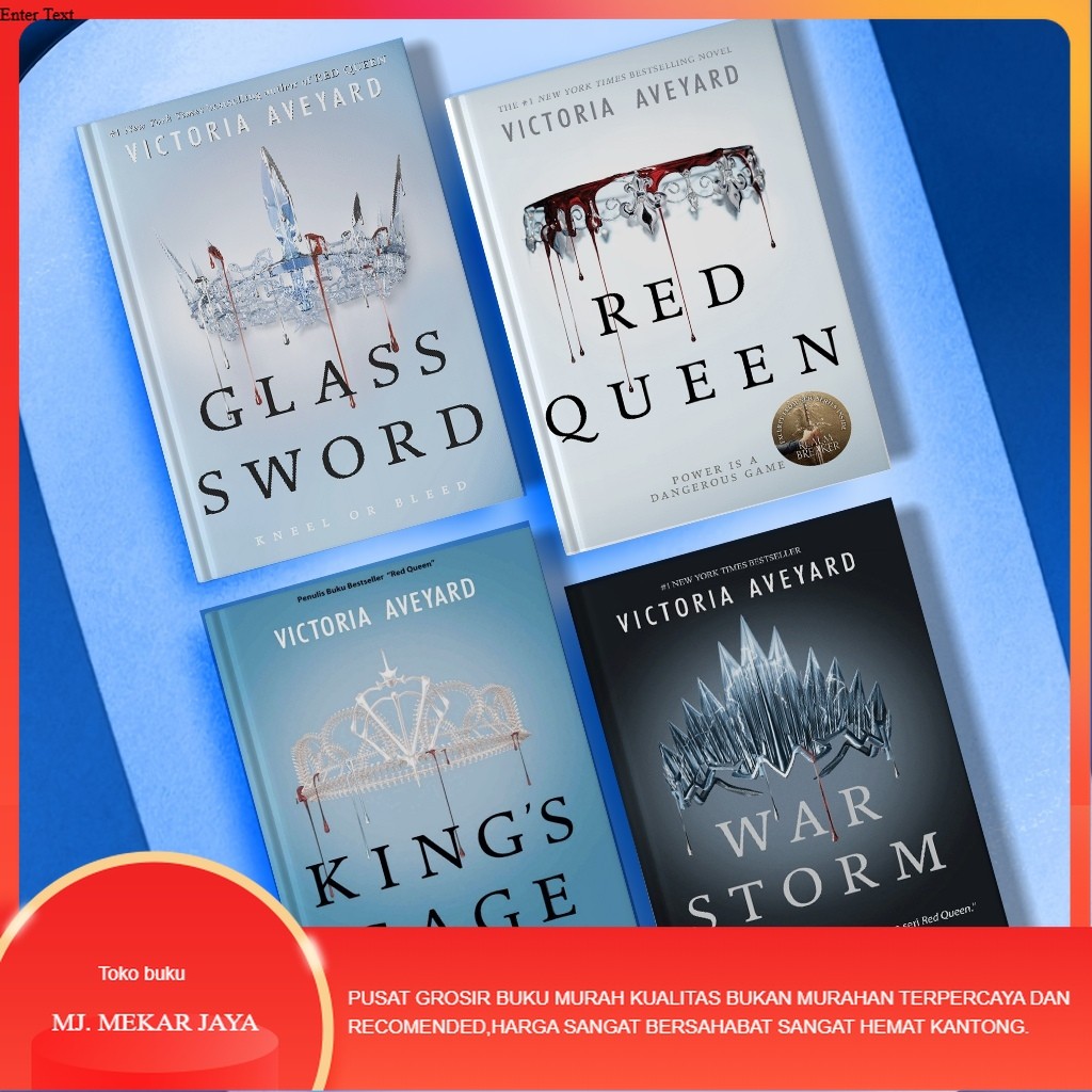 Buku (Indo) Seri Buku Novel Victoria Aveyard (Red Queen, Kings Cage, Glass Sword, War Storm)
