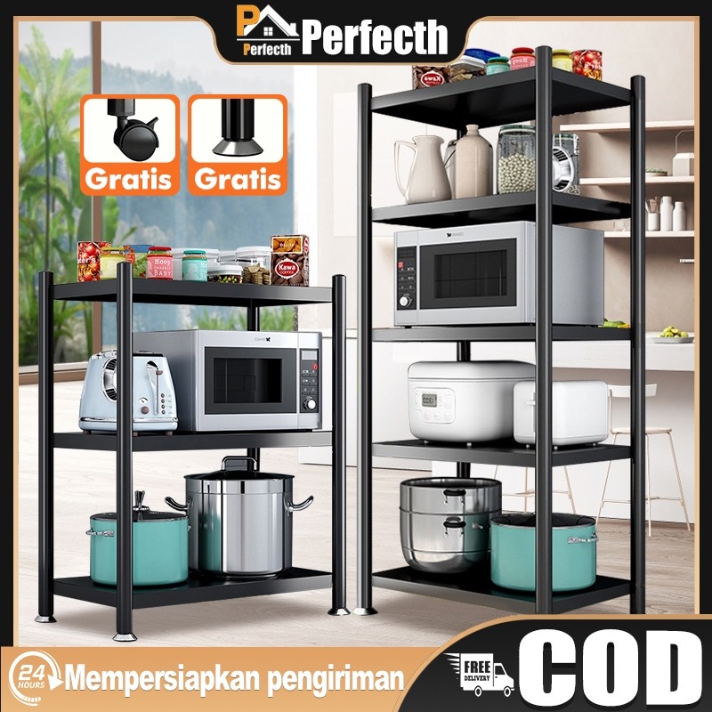 

Rak Susun Serbaguna Stainless Steel Rak Dapur Multi-Lapisan Rak Rak Microwave Susun Rak Dapur Minimalis Rak Pot Rak Penyimpanan Multi-Fungsi dengan Roda
