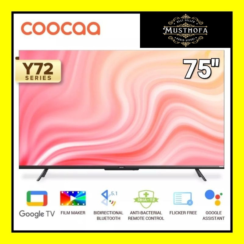 COOCAA 75Y72 TV 75 INCH GOOGLE TV 75Y72 FLICKER FREE