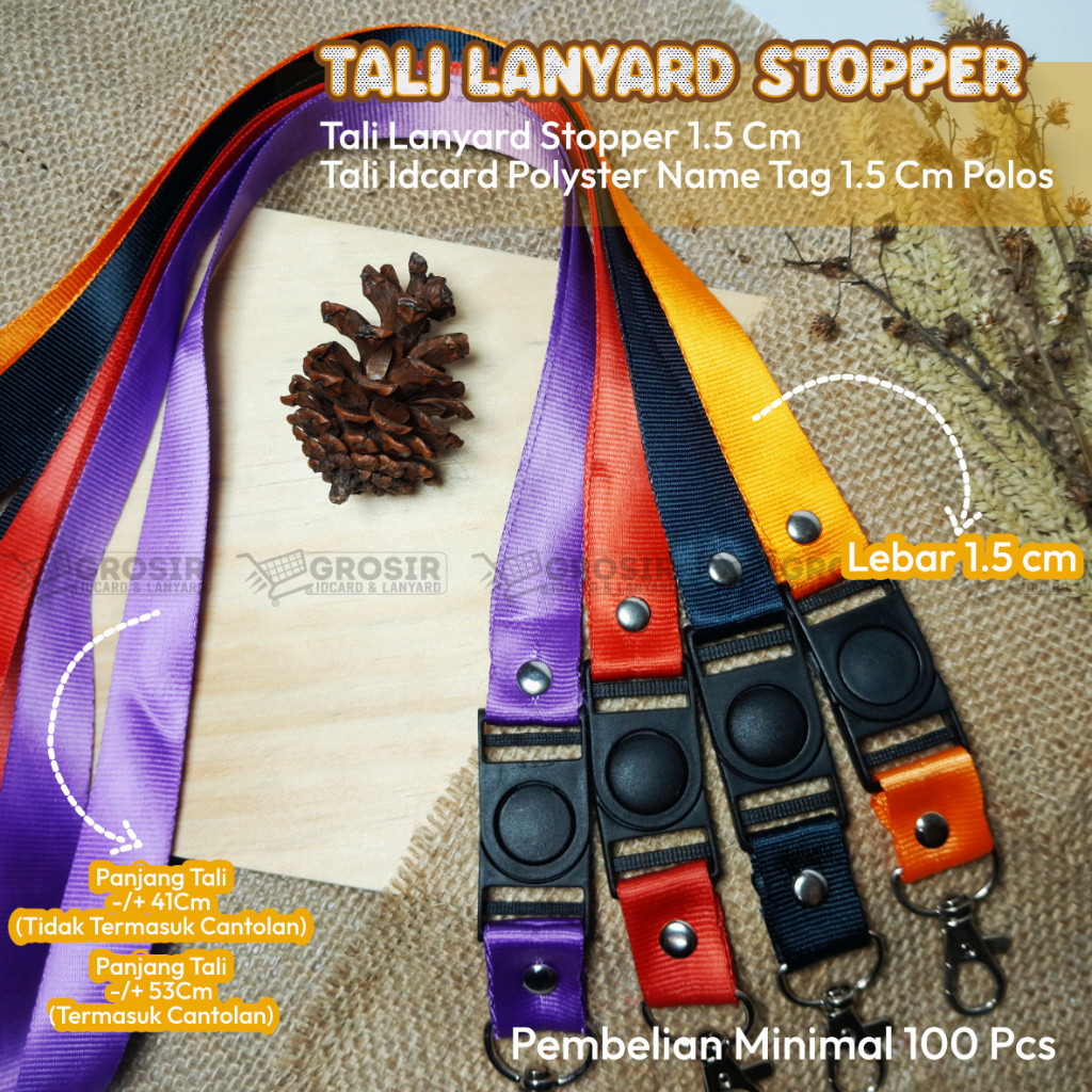 

TALI LANYARD STOPPER 1.5cm / Tali Lanyard Stopper 1.5Cm Tali Id Card Tali Idcard Polyster Name Tag 1,5 Cm Polos