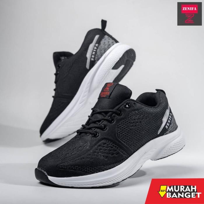 Sepatu Pria Sneakers Sepatu Olahraga Pria Running Kanvas Zenifa Rodeo - Hitam, 39