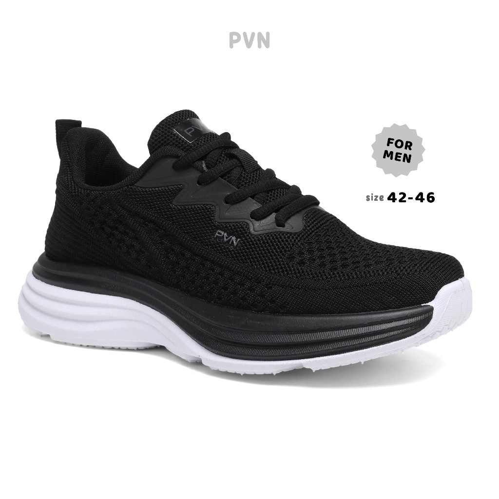 PVN Minji Sepatu Pria Sneakers Sepatu Olahraga Kasual Shoes Hitam Putih 270