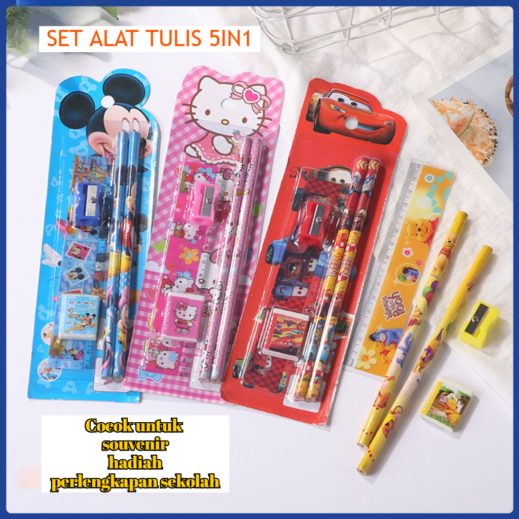 

Set Alat Tulis 5in1 Pensil Penggaris Penghapus Lengkap Rautan Penggaris Stationery Anak Perlengkapan Sekolah RT