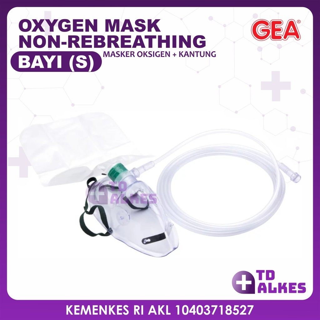Masker Oksigen Non Rebreathing Baby GEA Oxygen Mask Kantong Bayi