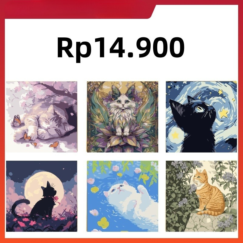 

MW Paint By Number Kit 20x20cm Lukisan Kanvas DIY Digital Painting Kit With Kanvas Seri Bunga