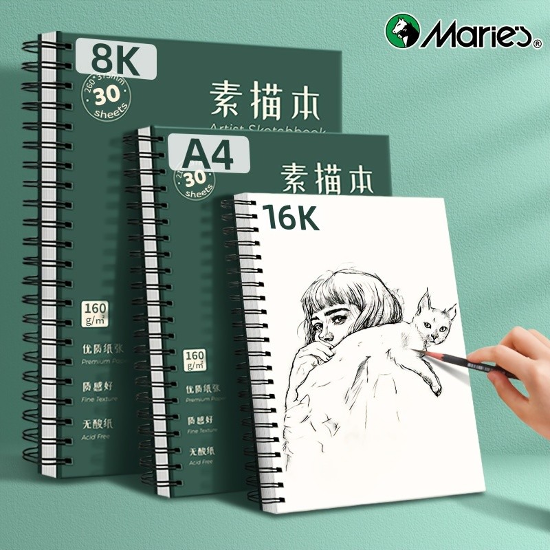 

Marie's Sketchbook,30 Sheets 160gsm Heavyweight,Spiral-Bound with Hard Cover,Artist Sketchbook for Drawing,Illustration