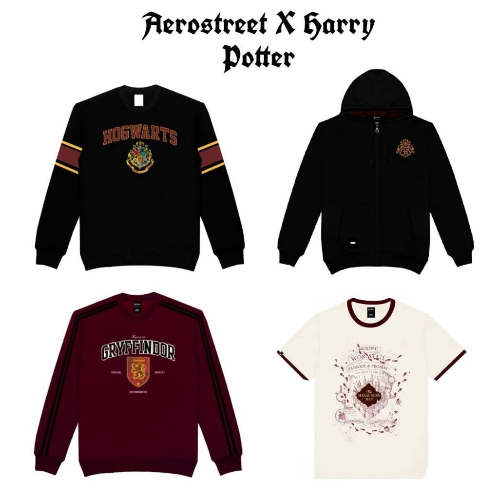 Original tshirt AEROSTREET kolaborasi Mauder maps Crewneck Gryffindor Hufflepuff Hogwart