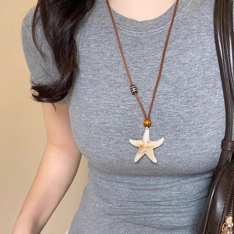Kalung Bintang Pai Laut Kalung Panjang Desain Vintage yang Dapat Disesuaikan Untuk Dekorasi Musim Pa