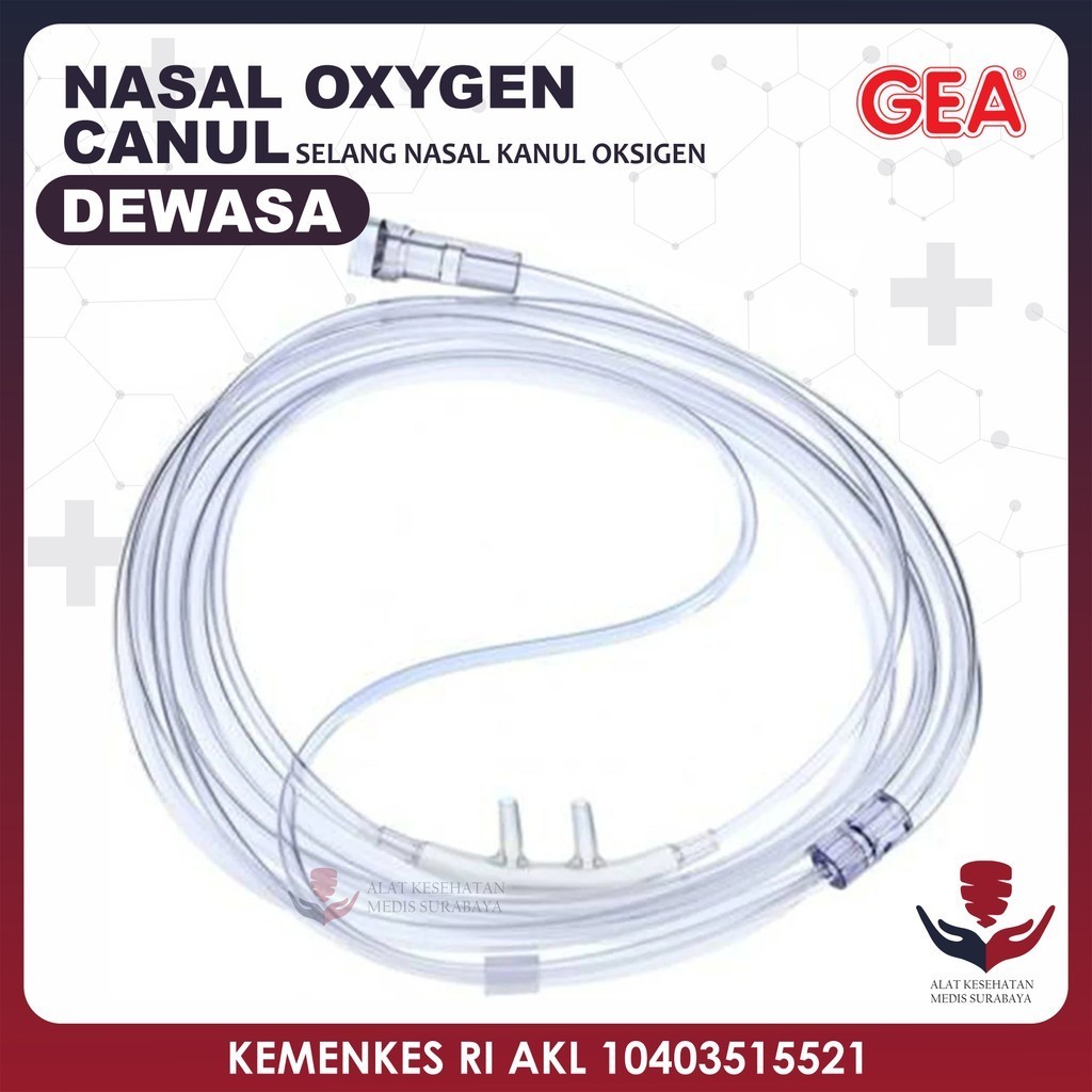 GEA Nasal Hidung Oxygen Cannnula Adult Selang Kanul Oksigen Dewasa