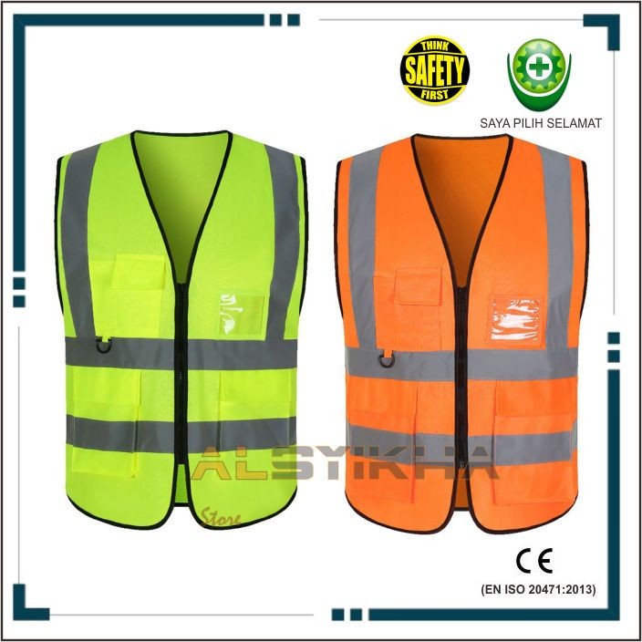 Sale Rompi Safety Proyek KANTONG Resleting Rompi Safety Proyek Id Holder Rompi Reflektif Terlaris