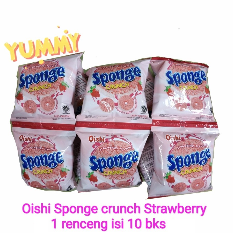 

oishi sponge crunch strawberry | renceng isi 10 bks