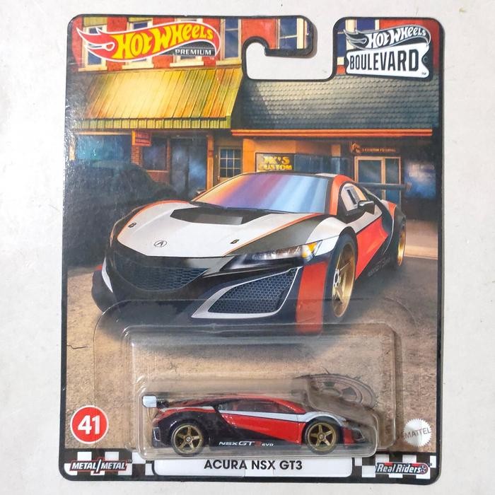 TERBAIK... Hotwheels Hot Wheels Acura NSX GT3 hitam putih 2022 Boulevard Premium RAYS88.