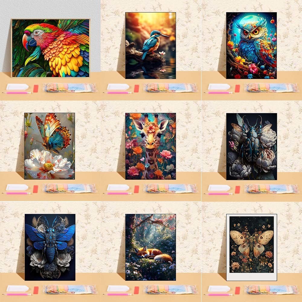 

DIY Full Round Drill Diamond Painting 5D Cartoon Animals Home Decoration Art Craft Rhinestones Picture For Bedroom Wall Decor