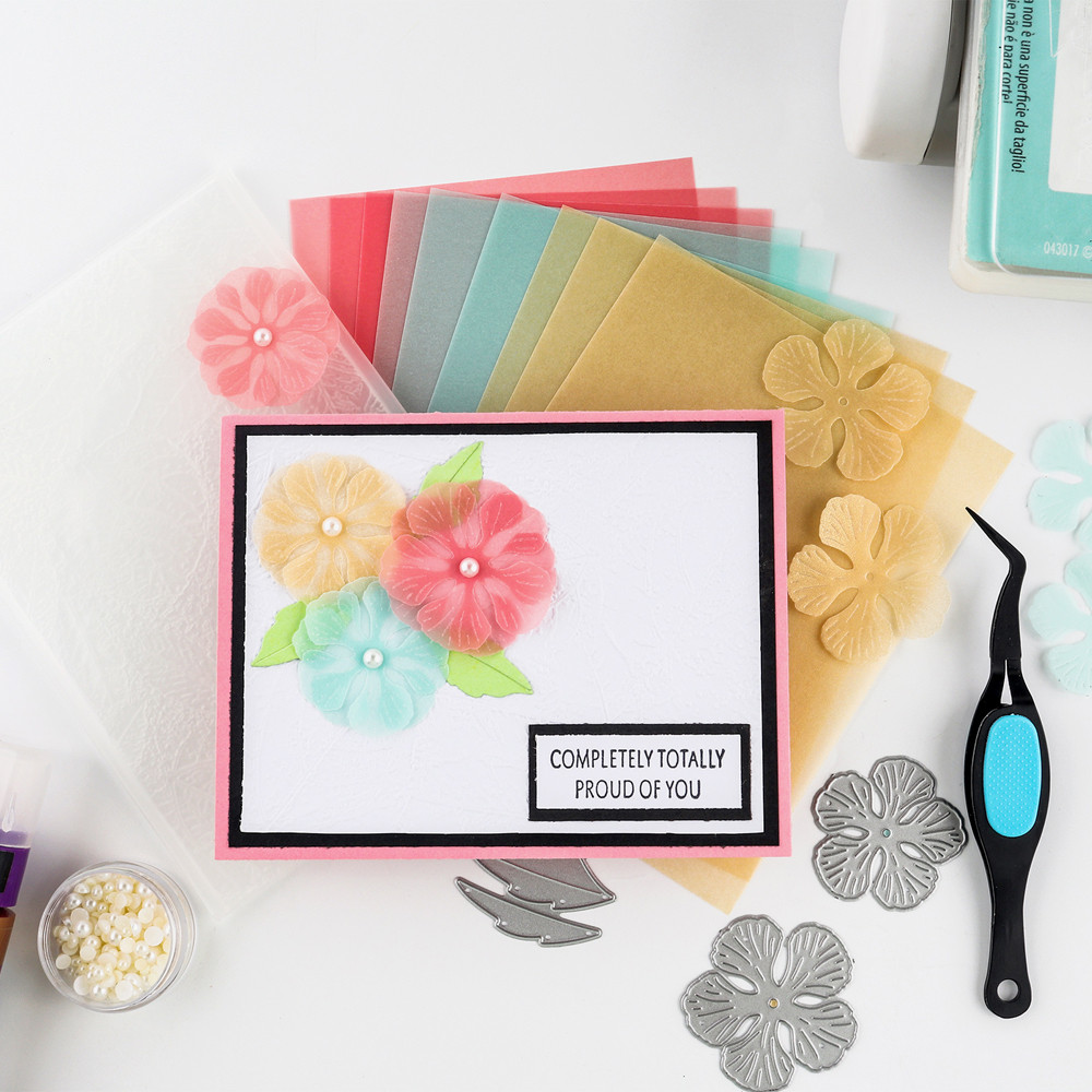 

30pcs/pack Heat Resistant Translucent Colored Frosted Smooth Vellum Paper Sheets Perfect for Stamping Embossing Die Cutting Tool